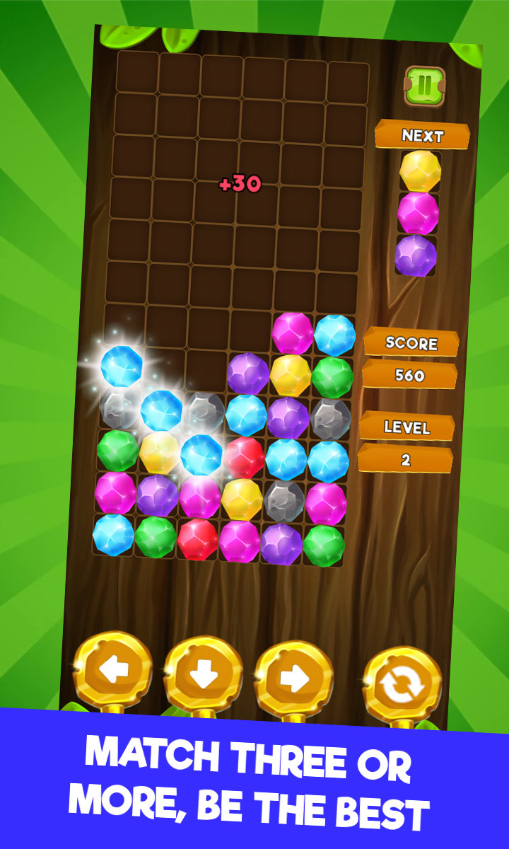 Jewelry Pop board with colorful falling gems and a score display